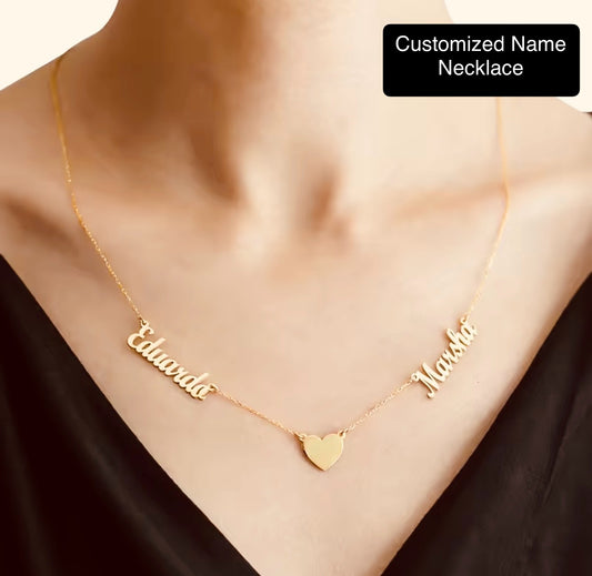 Custom Double Name Heart Necklace• Romantic Personalized Necklace for Women & Girls •. Birthday Gift • Anniversary Gift • Gift for Girlfriend, Wife