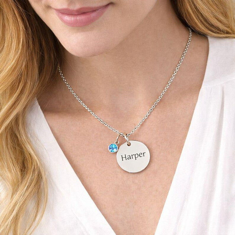 Personalized Name Necklace with Birthstone | Dainty Gold Cursive Name Necklace | Gift for Mom, Bridesmaid & Kids | Custom Jewelry
