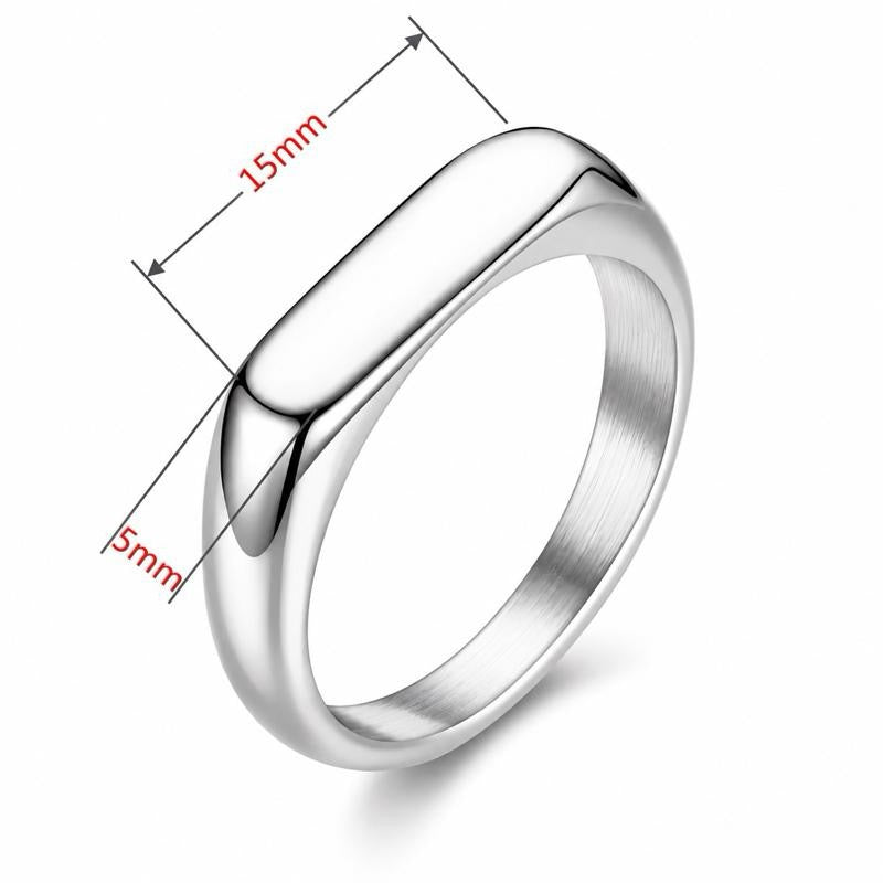Custom Engraved Gold & Silver Ring, Minimalist Signet Ring, Custom Date Ring, Promise Ring, Gift for Her