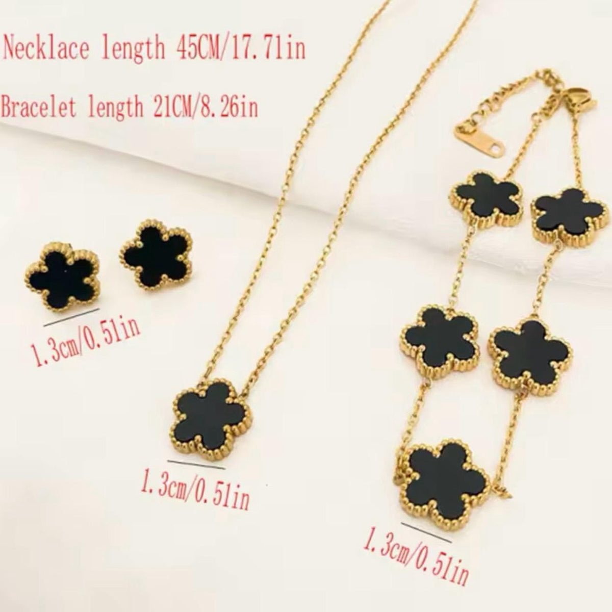 Pink Flower Necklace, Bracelet & Earring Set