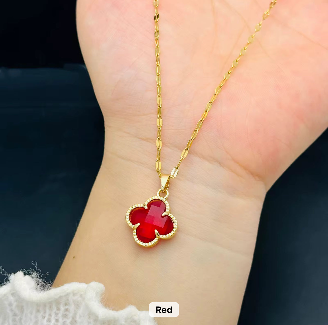 18K Gold Plated Four Leaf Clover Necklace | Stainless Steel Lucky Pendant | Elegant Women’s Jewelry