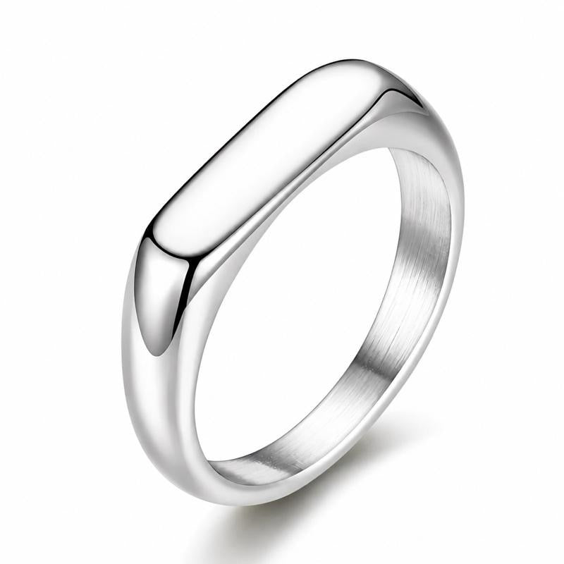 Custom Engraved Gold & Silver Ring, Minimalist Signet Ring, Custom Date Ring, Promise Ring, Gift for Her