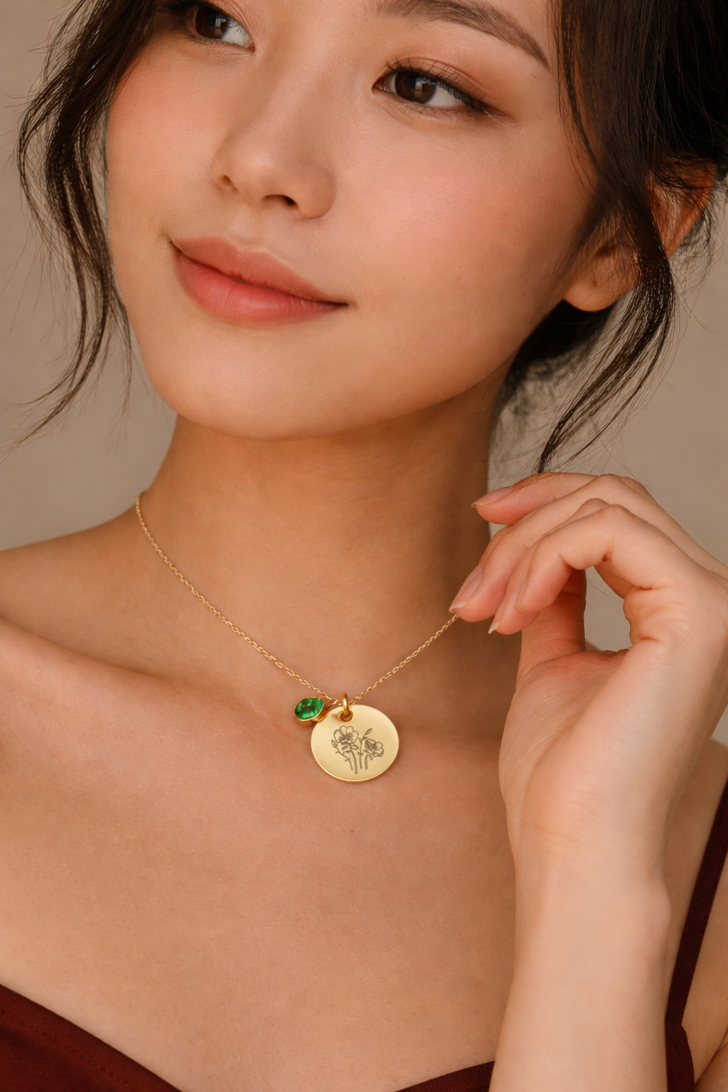 Birth Month Flower Necklace with Birthstone • Personalized Family Gift for Her • Gift for Bridesmaids, Besties, Mom, Daughter, Wife