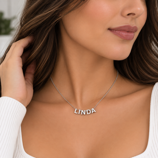 Personalized Initial Heart Necklace, Custom Letter Necklace, Couple Initial Jewelry, Silver Name Necklace, Anniversary Gift for Her