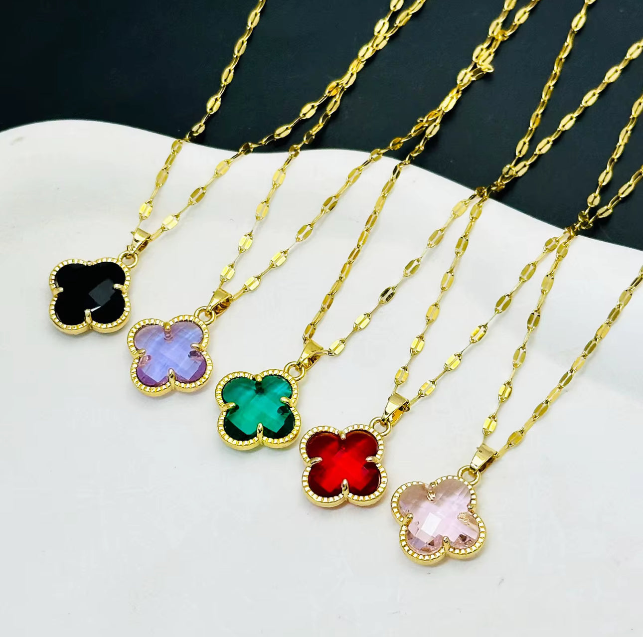 18K Gold Plated Four Leaf Clover Necklace | Stainless Steel Lucky Pendant | Elegant Women’s Jewelry