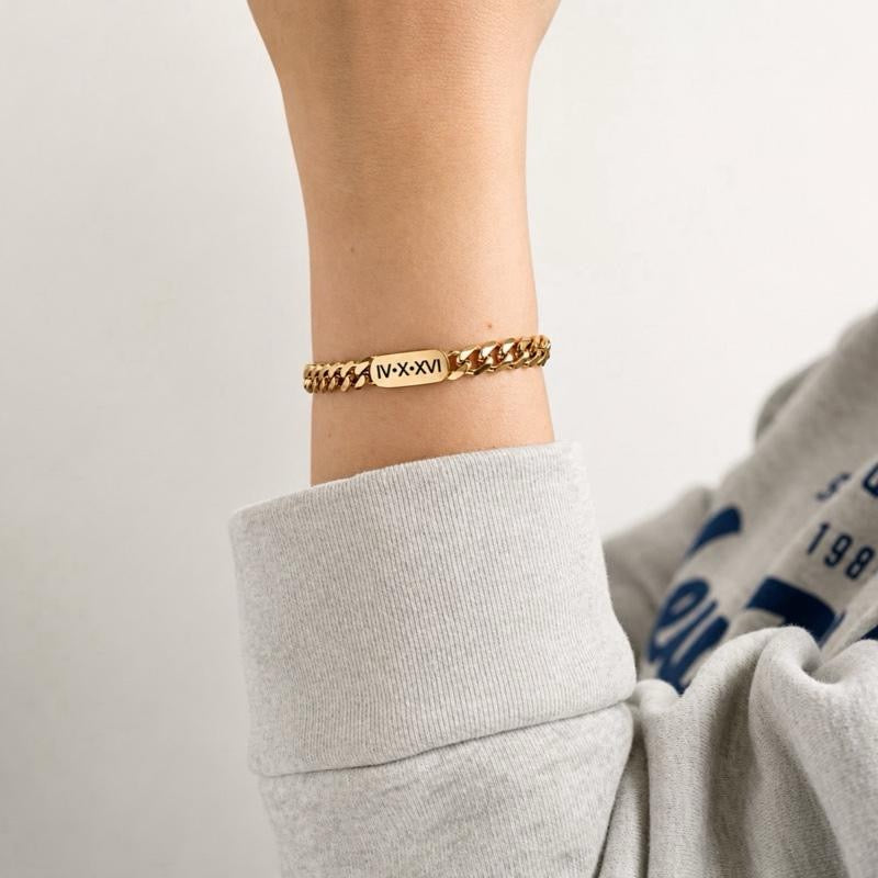 Personalized Curb Chain Bracelet for Men & Women | Custom Name, Initials or Date Bracelet | Meaningful Gift