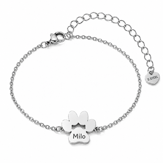 Personalized Paw Print Bracelet – Custom Pet Name Jewelry
