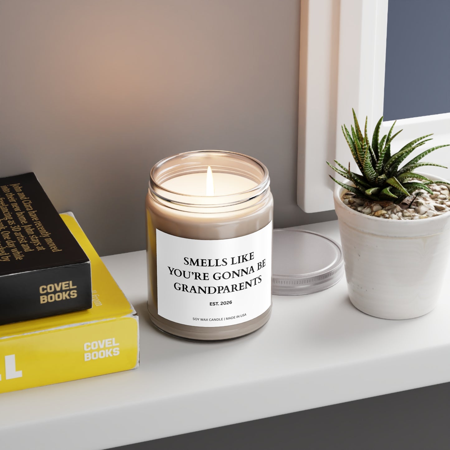 Grandparents Pregnancy Announcement Candle, Promoted to Grandparents Gifts