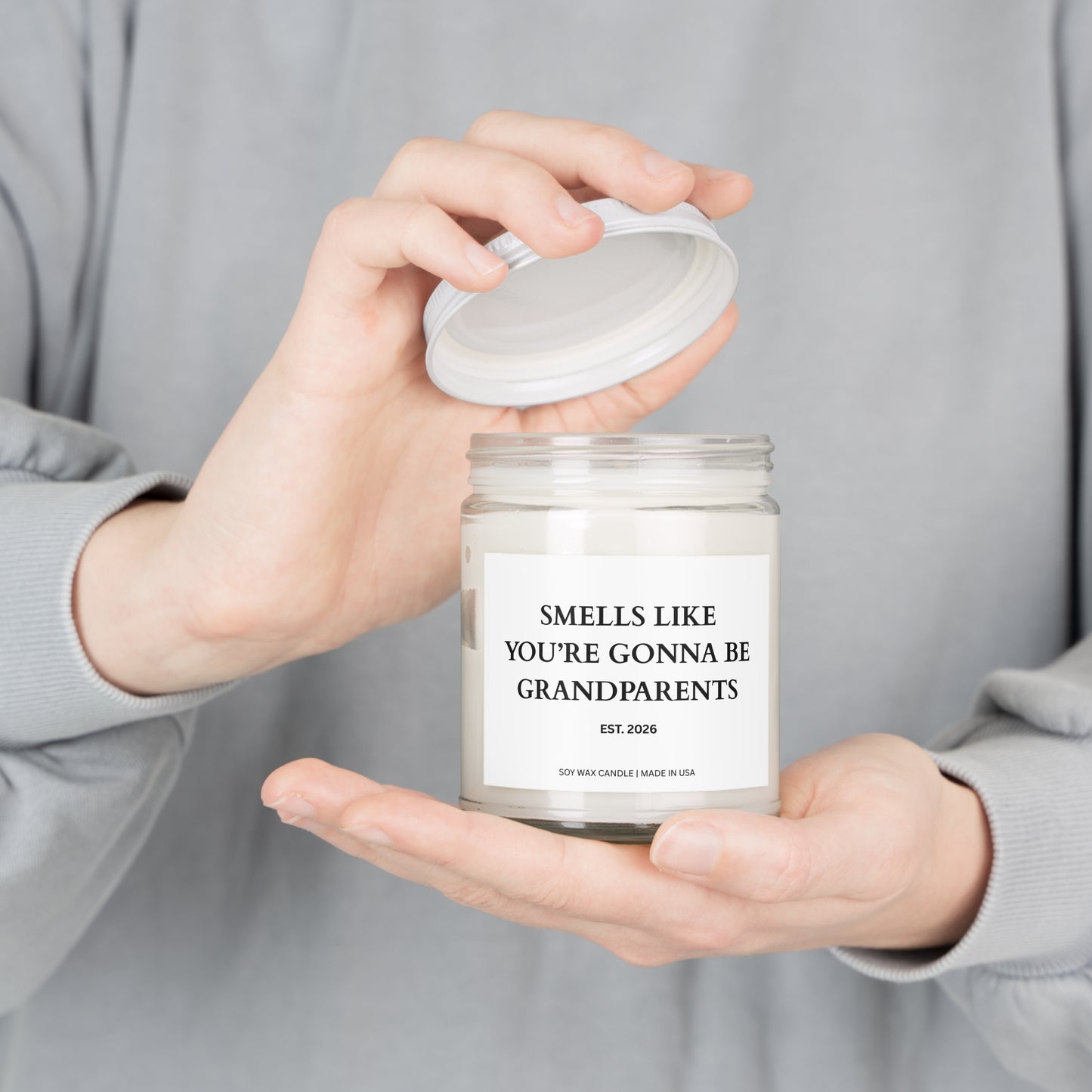 Grandparents Pregnancy Announcement Candle, Promoted to Grandparents Gifts