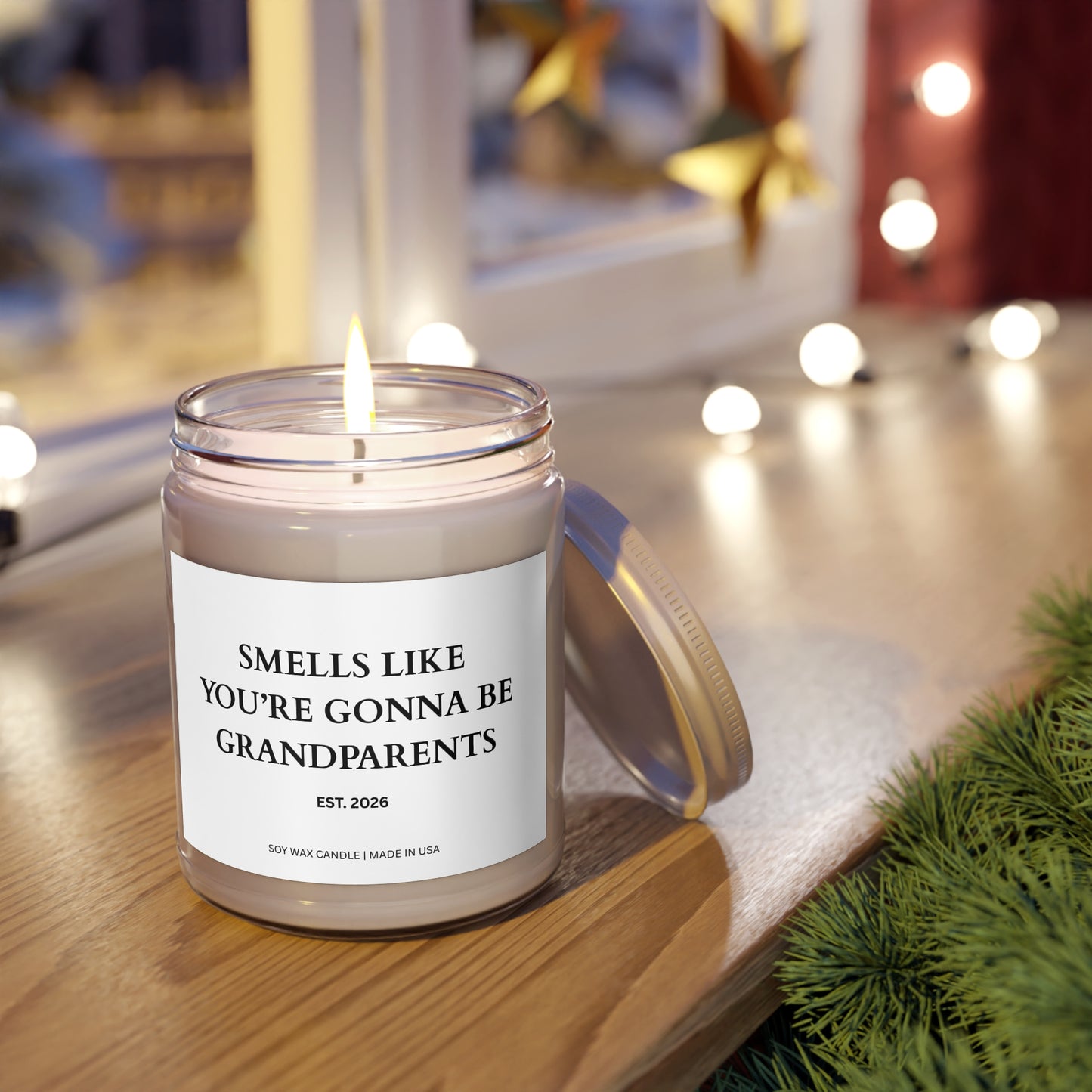 Grandparents Pregnancy Announcement Candle, Promoted to Grandparents Gifts