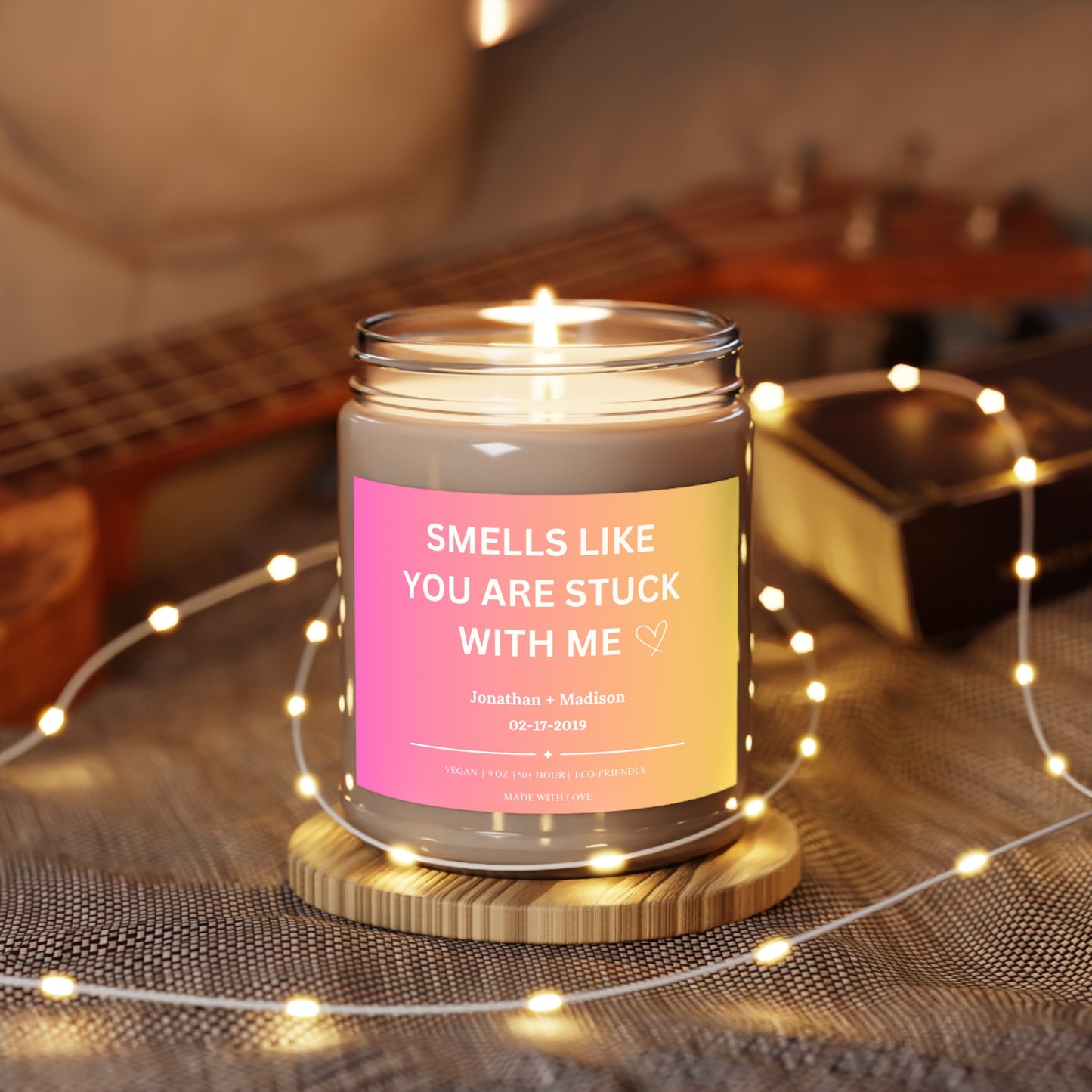 Custom “Stuck With Me” Candle • Personalized Couples Candle • Romantic Gift for Him or Her • Custom Name & Text • Valentine’s Gift