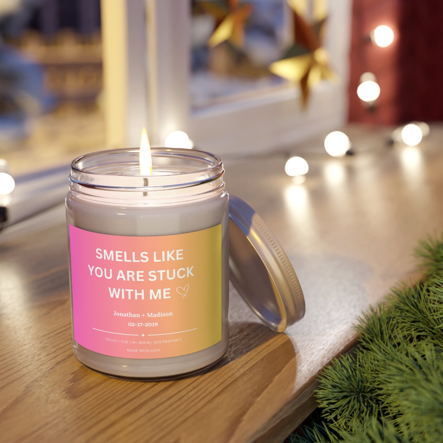 Custom “Stuck With Me” Candle • Personalized Couples Candle • Romantic Gift for Him or Her • Custom Name & Text • Valentine’s Gift