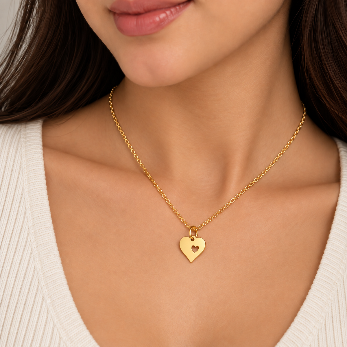 Personalized Heart Name Necklace, Custom Engraved Gold Necklace, Heart Pendant Necklace, Personalized Jewelry Gift for Her