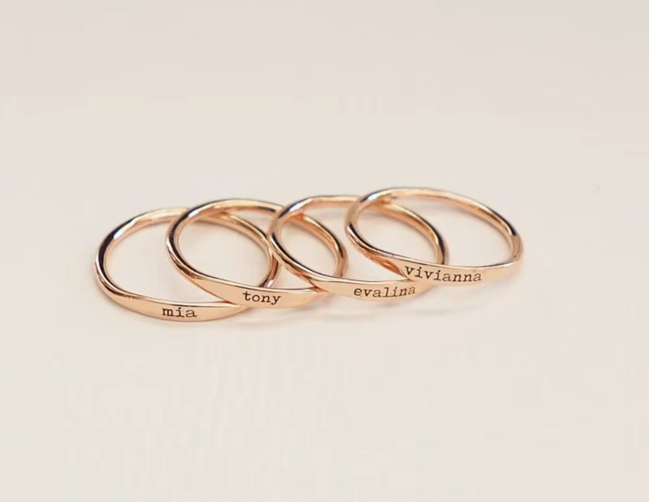 Personalized Engraved Rings, Custom Name, text Date Stackable Ring Set, Minimalist Jewelry Gift for Her, Wife, girlfriend, Bridesmaid