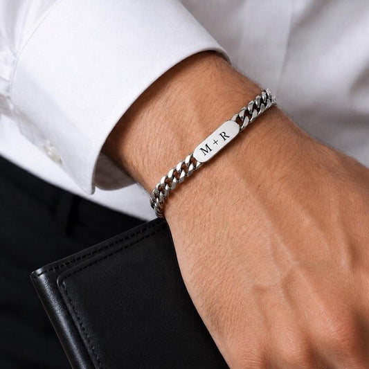 Personalized Curb Chain Bracelet for Men & Women | Custom Name, Initials or Date Bracelet | Meaningful Gift