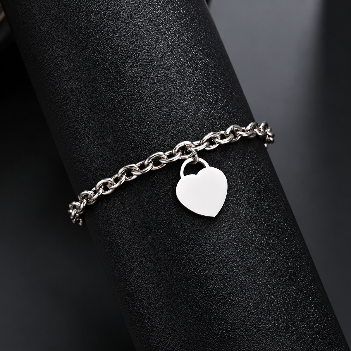 Personalized Heart Charm Bracelet, Custom Name Bracelet, Engraved Stainless Steel Jewelry, Gift for Her, Gold Silver Rose Gold