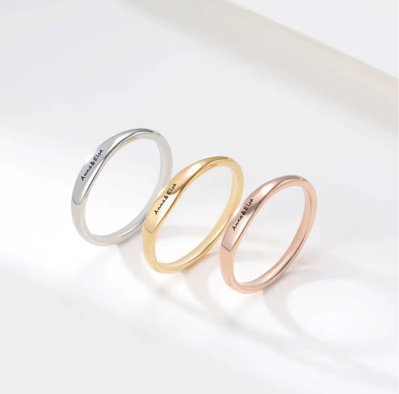 Personalized Engraved Rings, Custom Name, text Date Stackable Ring Set, Minimalist Jewelry Gift for Her, Wife, girlfriend, Bridesmaid
