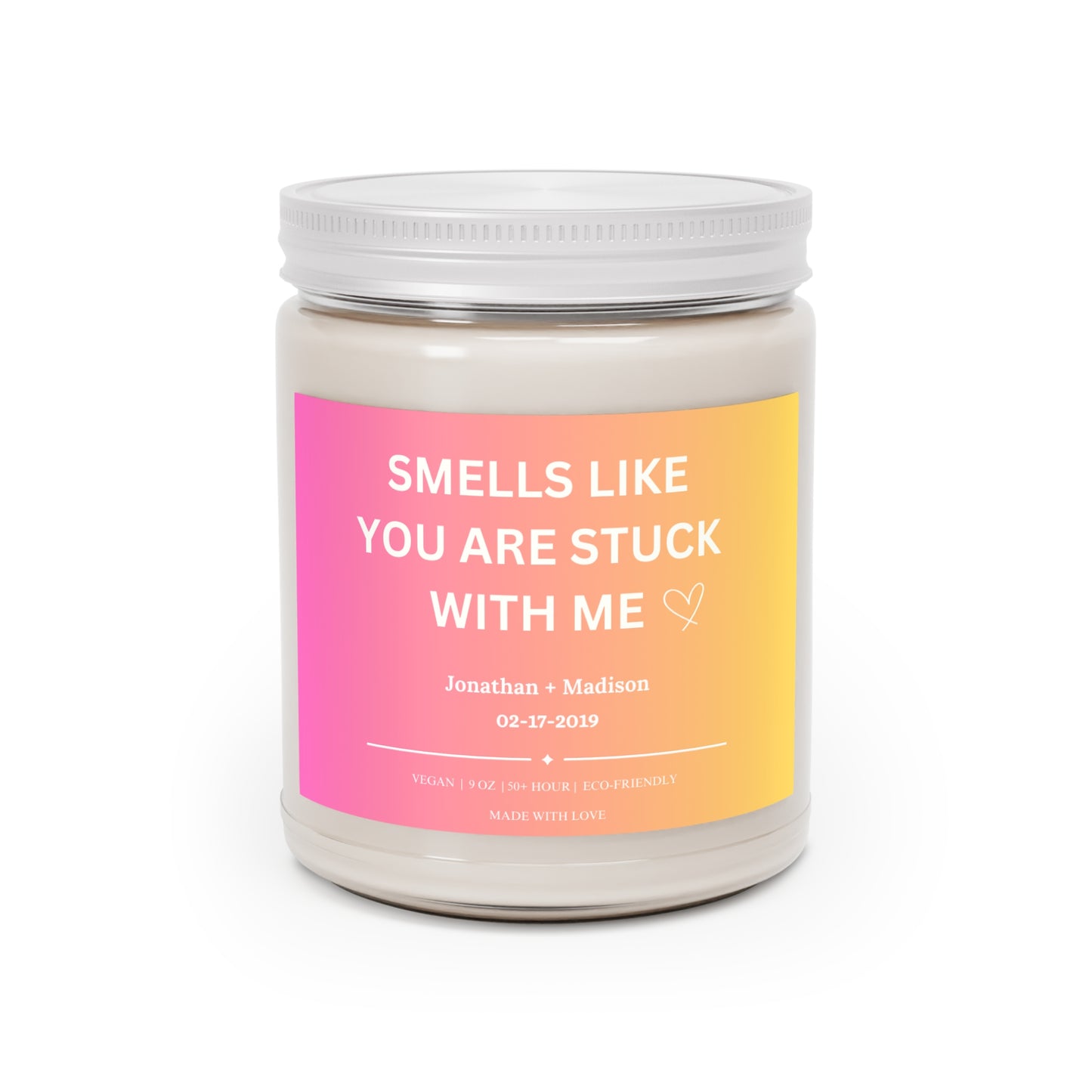 Custom “Stuck With Me” Candle • Personalized Couples Candle • Romantic Gift for Him or Her • Custom Name & Text • Valentine’s Gift